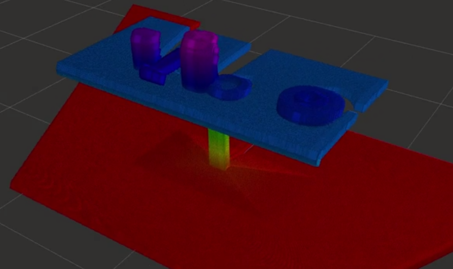 Point cloud data of the 3D environment you'll be working with in the project.  Color corresponds to height in this case.